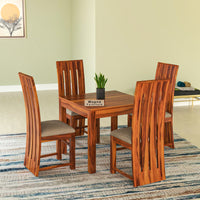Zephora Sheesham Wood Dining Set 4 Seater (Honey Finish)