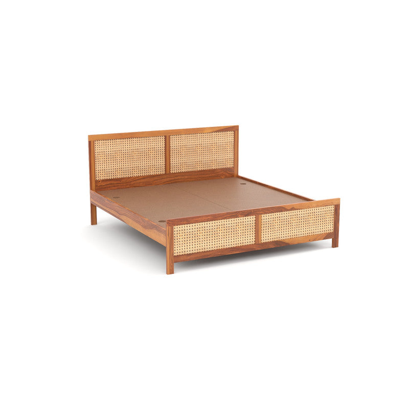 Tiziara Sheesham Wood King Size Bed Without Storage (Honey Finish)