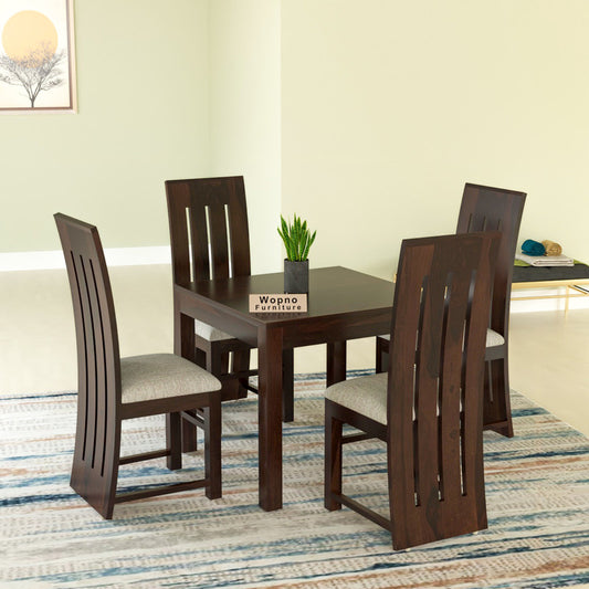 Zephora Sheesham Wood Dining Set 4 Seater (Walnut Finish)