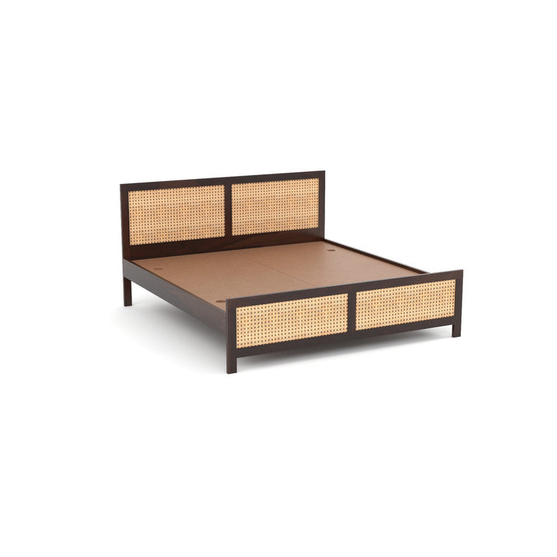 Tiziara Sheesham Wood King Size Bed Without Storage (Walnut Finish)