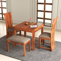Zephora Sheesham Wood Dining Set 4 Seater With Bench (Honey Finish)