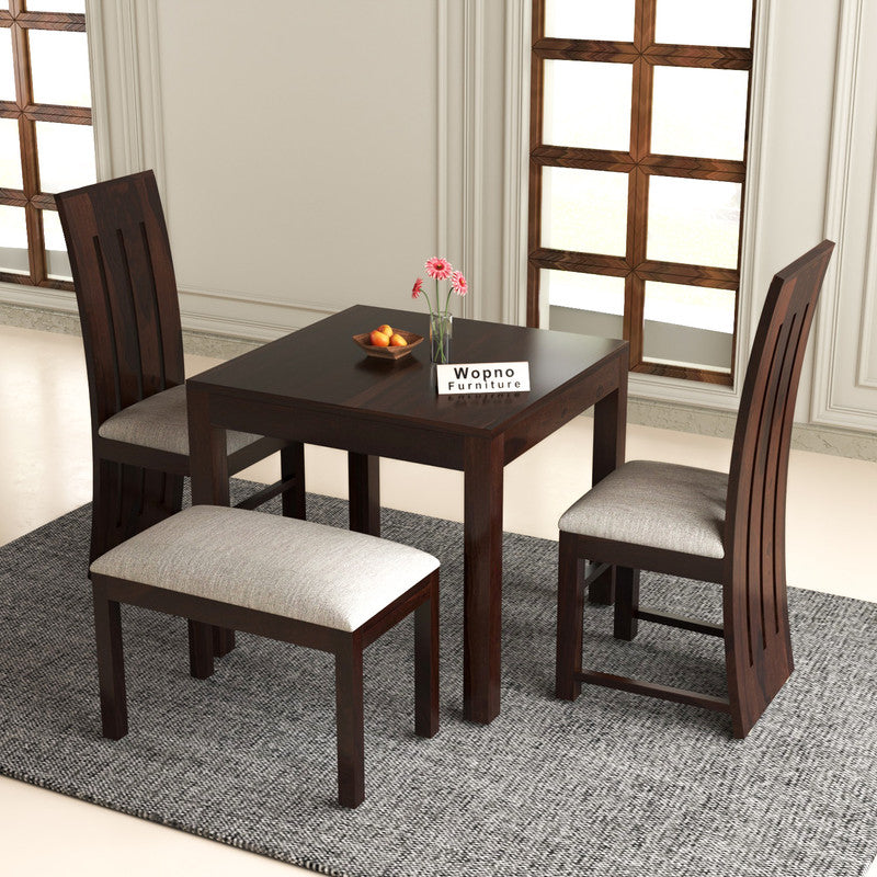 Zephora Sheesham Wood Dining Set 4 Seater With Bench (Walnut Finish)