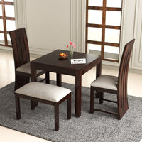 Zephora Sheesham Wood Dining Set 4 Seater With Bench (Walnut Finish)