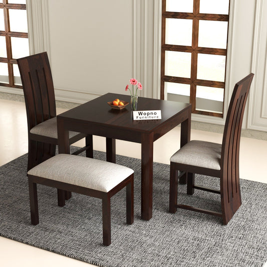 Zephora Sheesham Wood Dining Set 4 Seater With Bench (Walnut Finish)