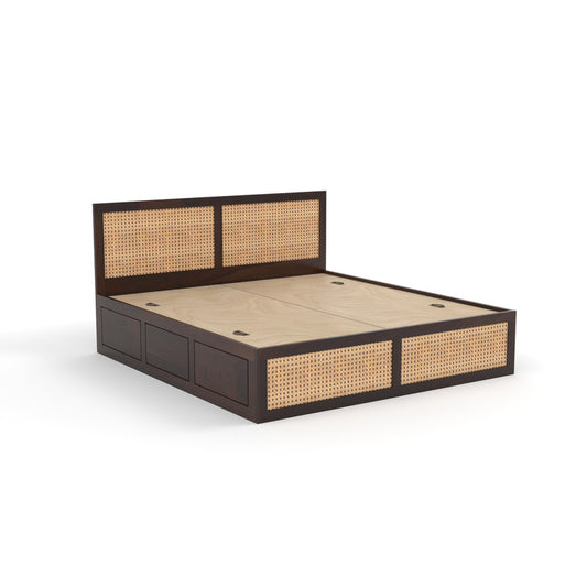 Griatroaon Sheesham Wood Queen Size Bed With Storage (Walnut Finish)