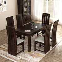 Zephora Sheesham Wood Dining Set 6 Seater (Walnut Finish)