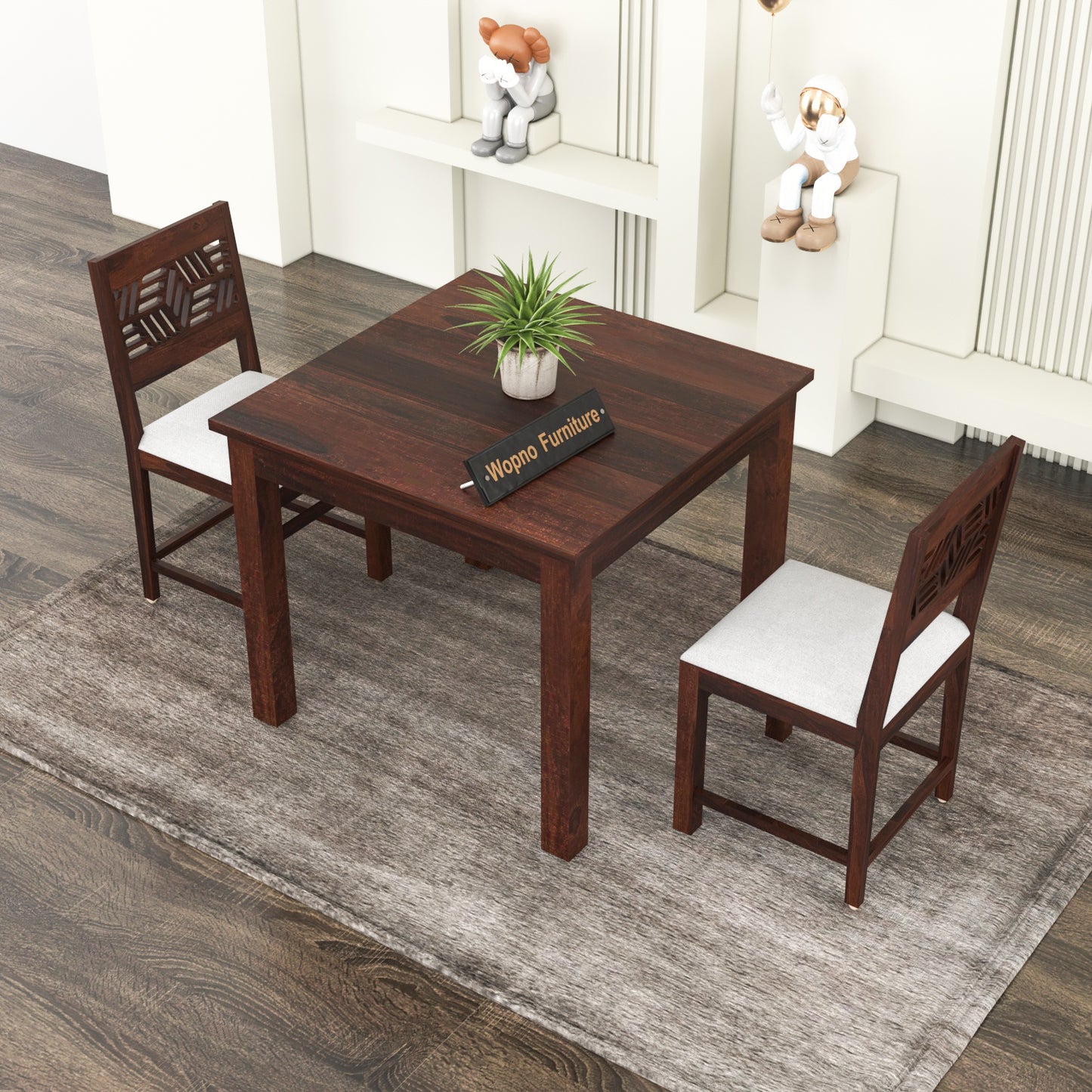 Morvex Sheesham Wood Dining Set 2 Seater (Walnut Finish)