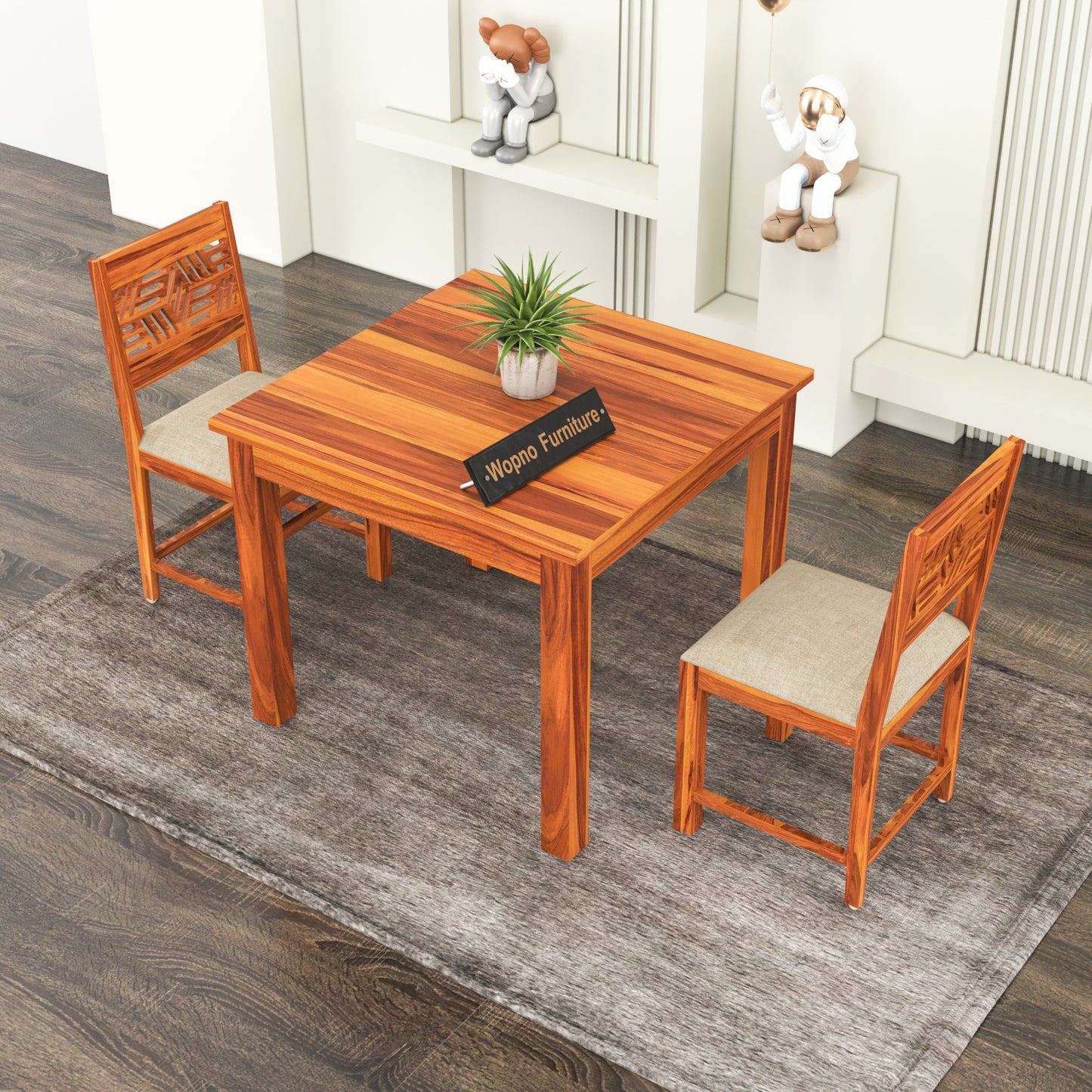 Morvex Sheesham Wood Dining Set 2 Seater (Honey Finish)