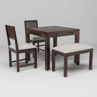 Velora Sheesham Wood Dining Set 4 Seater With Bench (Walnut Finish)