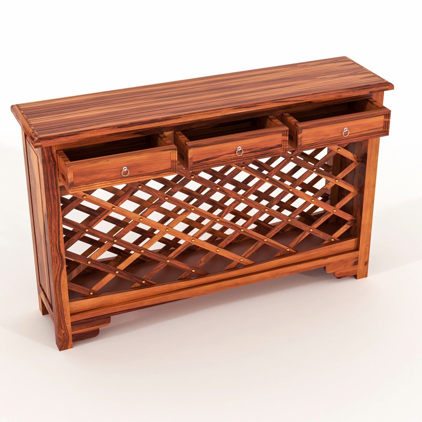 Pivra Solid Sheesham Wood Sideboard and Cabinets (Honey Finish)