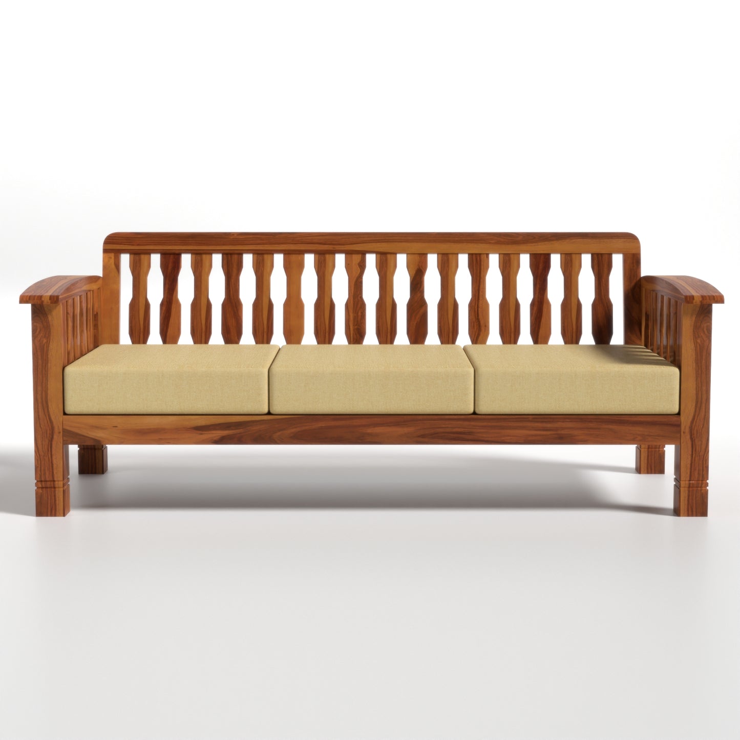 Raiden 5 Seater Solid Wood Sofa (Honey Finish)