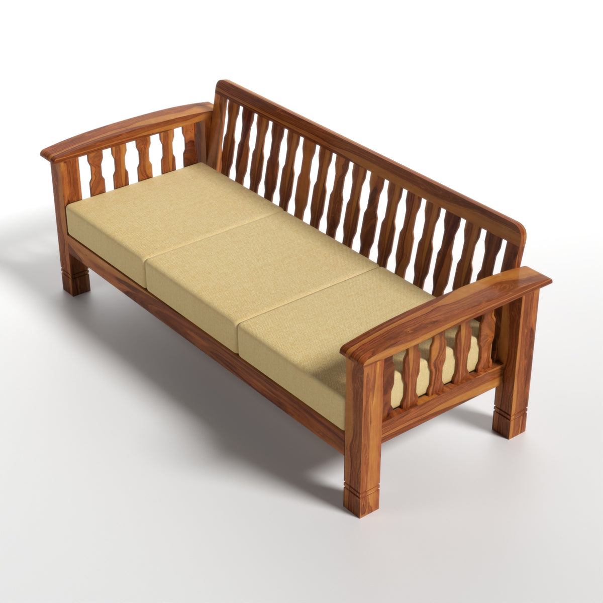 Raiden 5 Seater Solid Wood Sofa (Honey Finish)