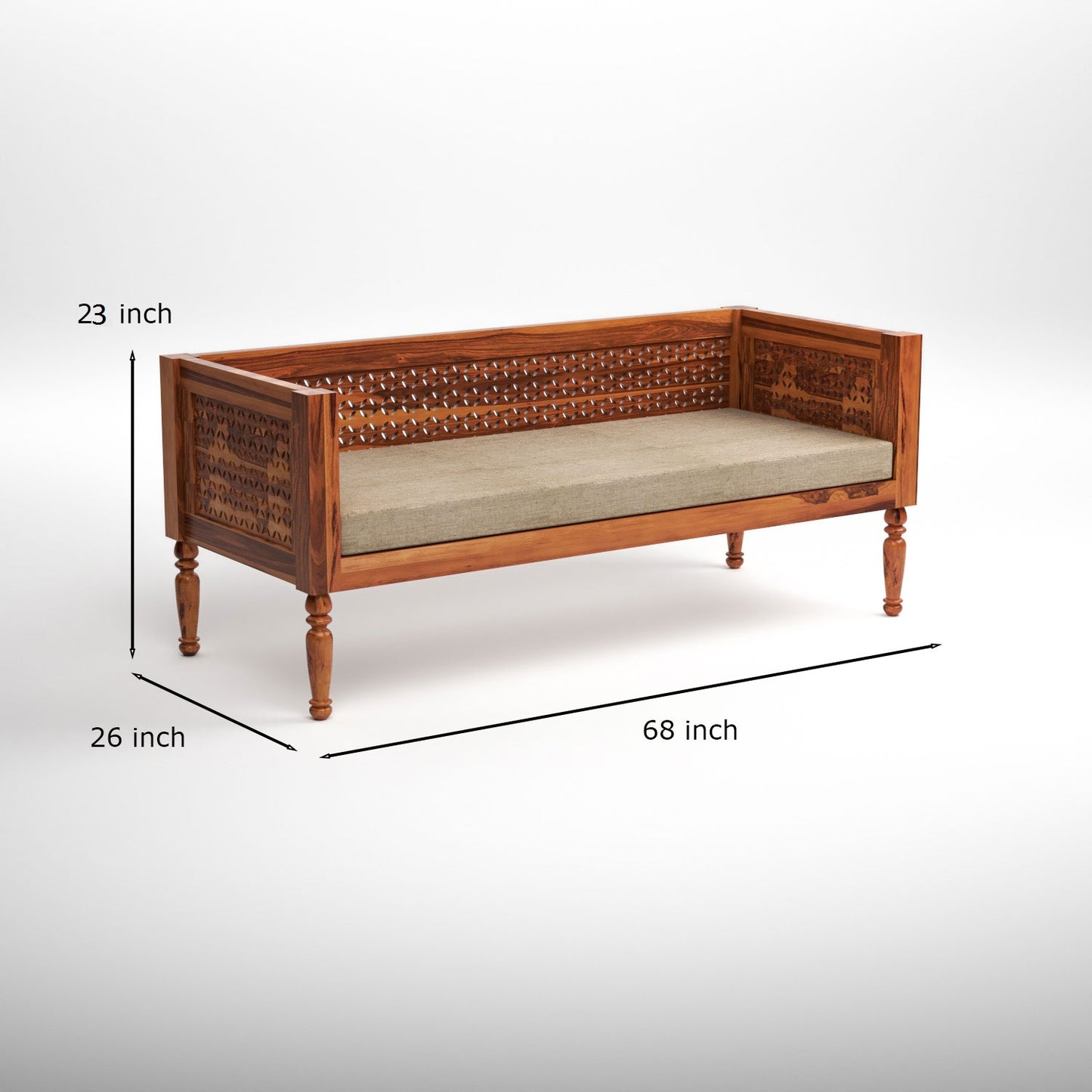 Sovric Solid Sheesham  Wooden 5 Seater Sofa Set (Honey Finish )