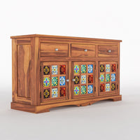 Pivra  Solid Sheesham Wood Sideboard and Cabinets (Honey Finish)