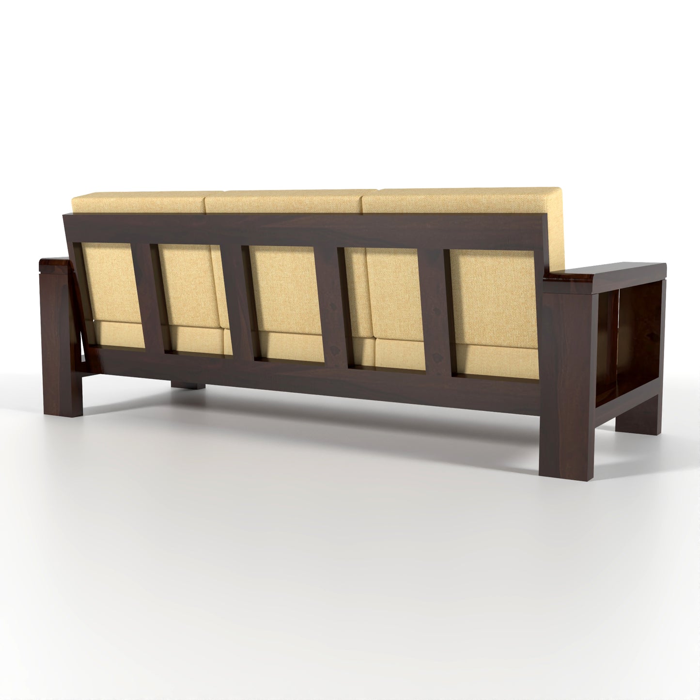 Zyvora 5 Seater Solid Wood Sofa (Walnut Finish)