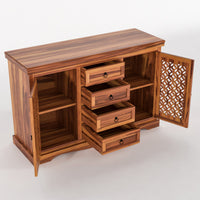 Pivra Solid Sheesham Wood Sideboard and Cabinets (Honey Finish)