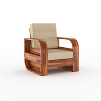 Curve 4 Seater Solid Wood Sofa (Honey Finish)