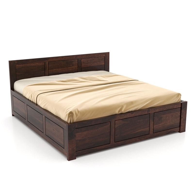 Foilmiayn Sheesham Wood King Size Bed With Storage (Walnut Finish)