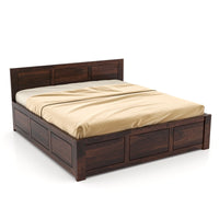 Foilmiayn Sheesham Wood King Size Bed With Storage (Walnut Finish)
