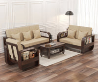 Curve 6 Seater Solid Wood Sofa (Walnut Finish)