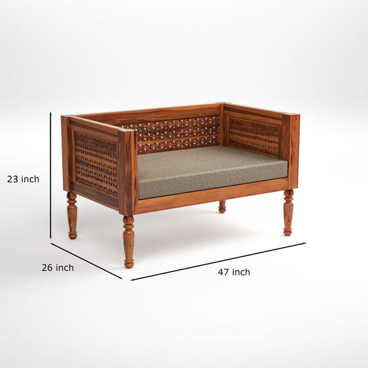 Lorian  Solid Sheesham Wooden 2 Seater Sofa Set  (Honey Finish)