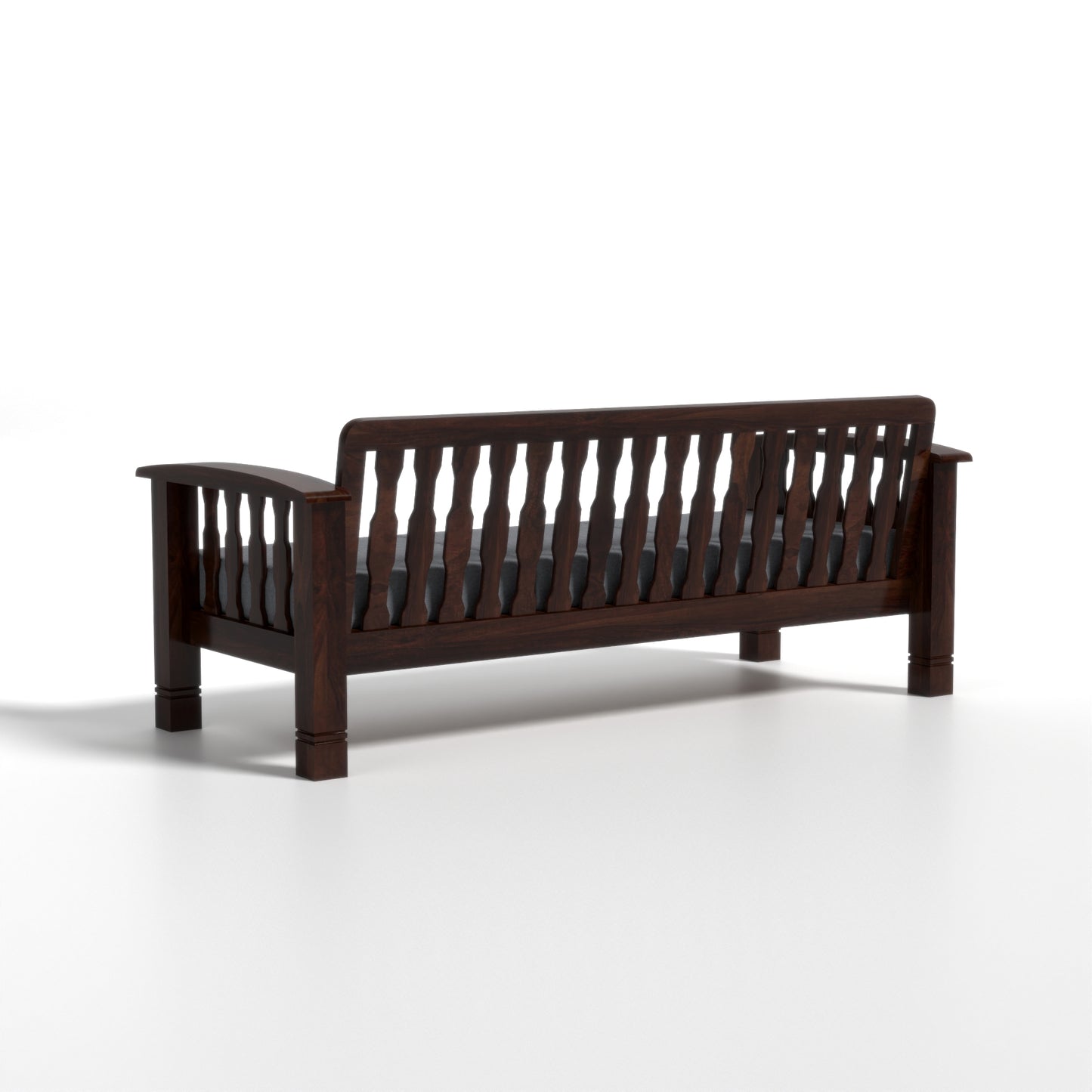 Raiden 3 Seater Solid Wood Sofa (Walnut Finish)
