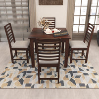 Lorveth Sheesham Wood Dining Set 4 Seater 34x34x30 (Walnut Finish)