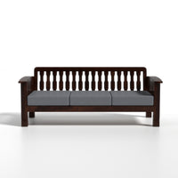 Raiden 3 Seater Solid Wood Sofa (Walnut Finish)