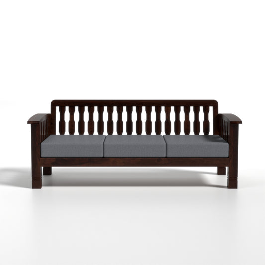 Raiden 3 Seater Solid Wood Sofa (Walnut Finish)
