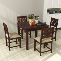 Morvex Sheesham Wood Dining Set 4 Seater 34x34x30 (Walnut Finish)