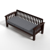 Raiden 3 Seater Solid Wood Sofa (Walnut Finish)