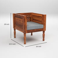 Cindor Solid Sheesham  Wooden 1 Seater Sofa Arm Chair (Honey Finish )