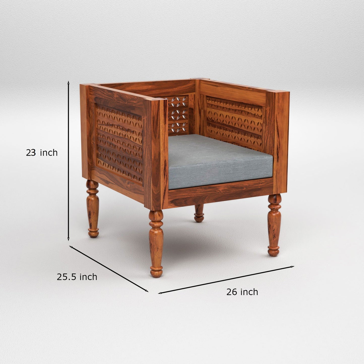 Ulnor   Solid Sheesham  Wooden 6 Seater Sofa Set (Honey Finish)