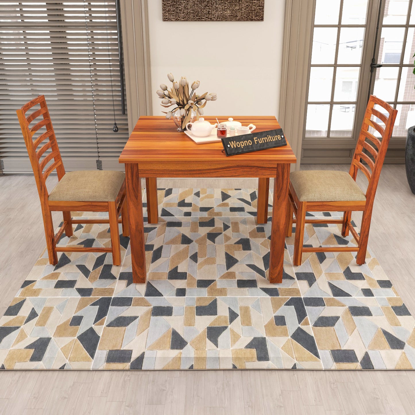 Lorveth Sheesham Wood Dining Set 2 Seater (Honey Finish)