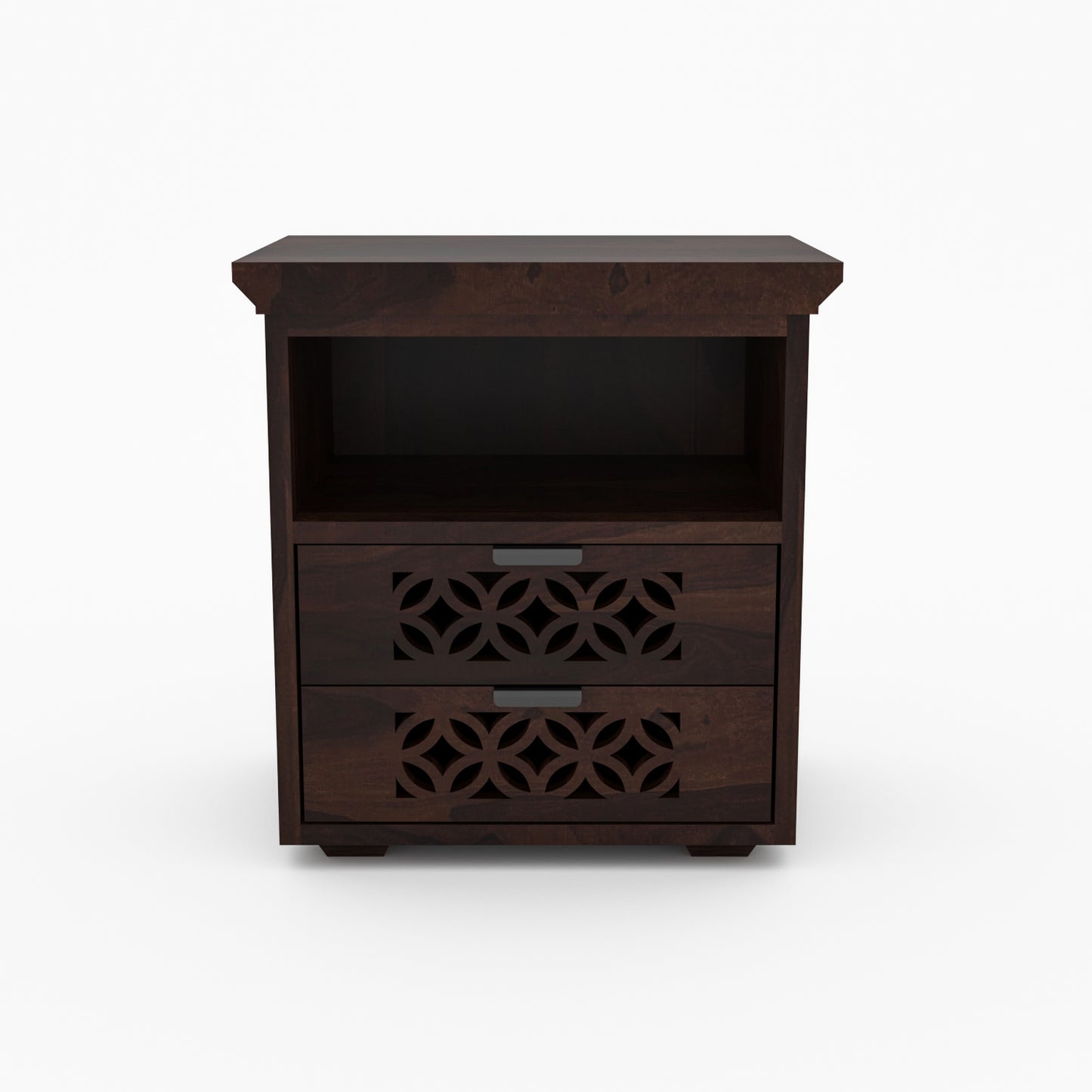 Movralionel Solid Sheesham Wood Bedside Table (Walnut Finish)