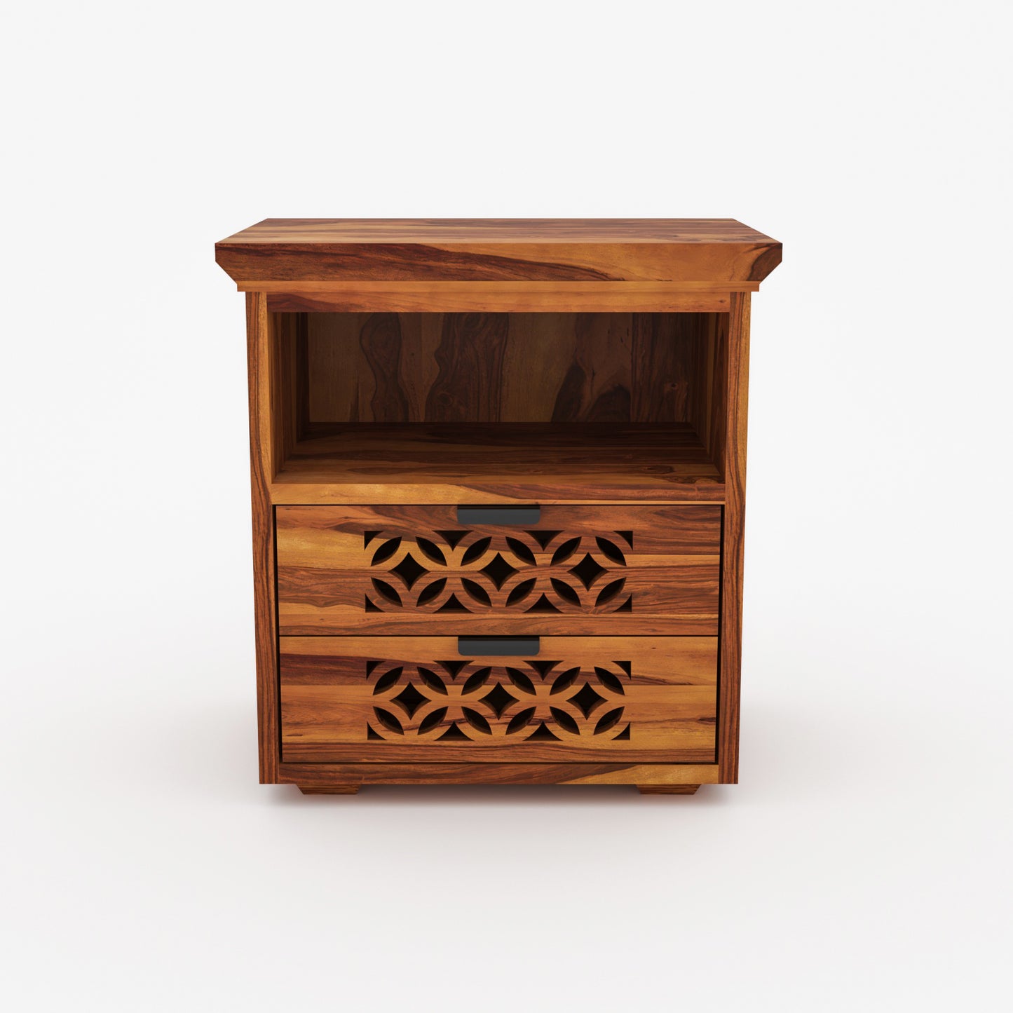 Movralionel Solid Sheesham Wood Bedside Table (Natural Finish)