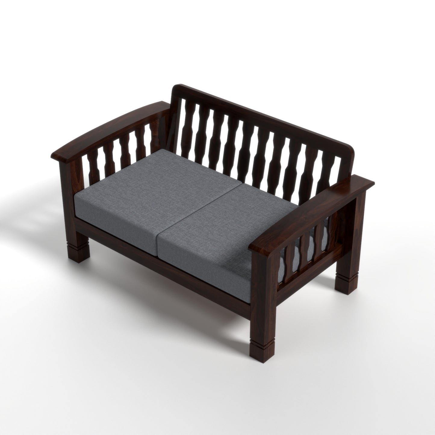 Raiden 2 Seater Solid Wood Sofa (Walnut Finish)