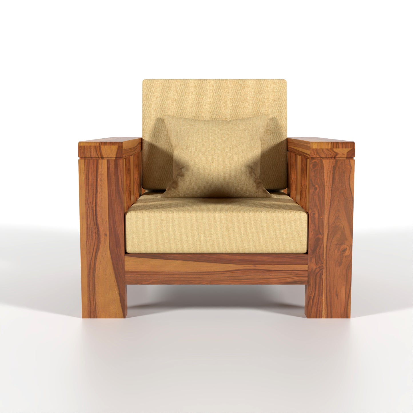Zyvora 5 Seater Solid Wood Sofa (Honey Finish)