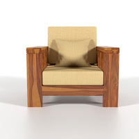 Zyvora 5 Seater Solid Wood Sofa (Honey Finish)