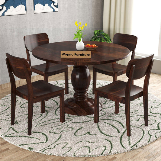 Elvara Sheesham Wood Dining Set 4 Seater (Walnut Finish)