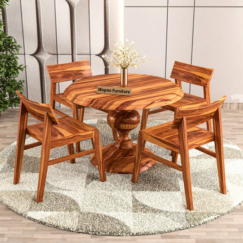 Dravik Sheesham Wood Dining Set 4 Seater (Honey Finish)