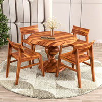 Dravik Sheesham Wood Dining Set 4 Seater (Honey Finish)