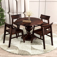 Dravik Sheesham Wood Dining Set 4 Seater (Walnut Finish)