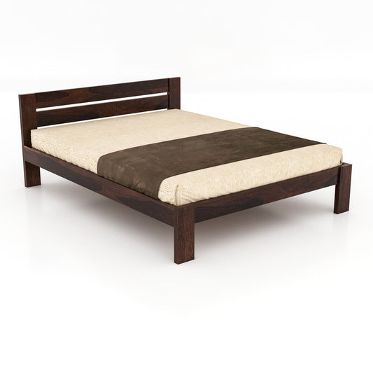 Cethuayn Sheesham Wood Queen Size Bed Without Storage (Walnut Finish)
