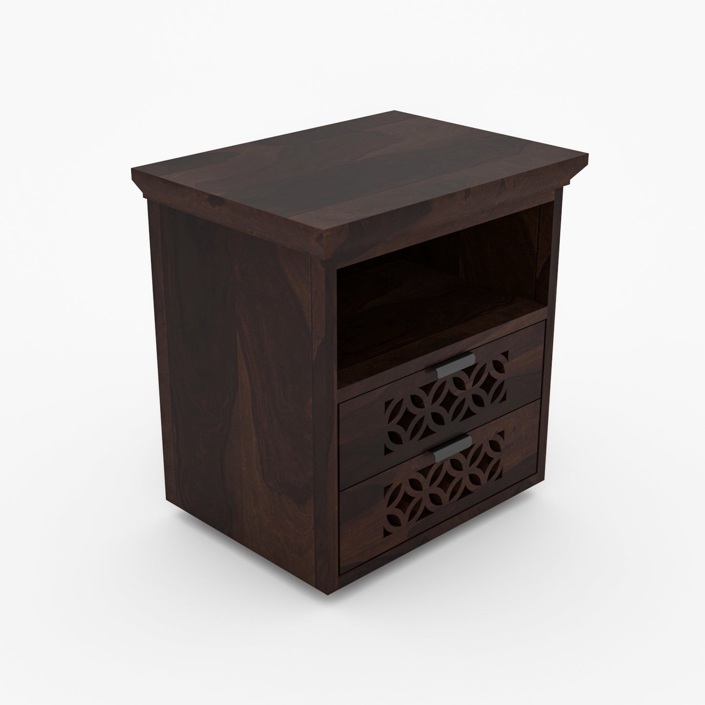 Movralionel Solid Sheesham Wood Bedside Table (Walnut Finish)