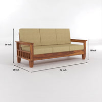 Trivralionel 3 Seater Solid Sheesham Wood Sofa Set (Honey Finish)