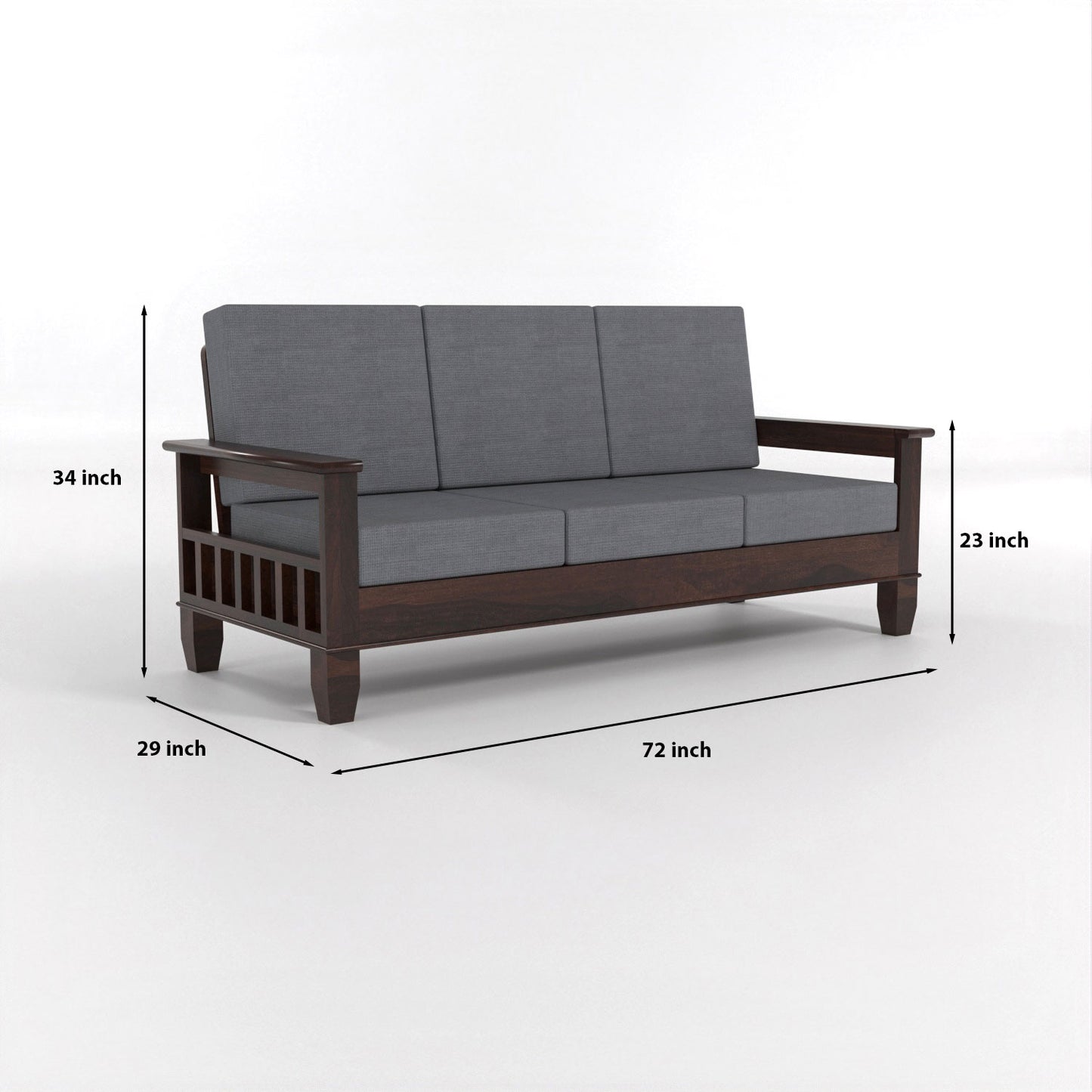 Trivralionel 6  Seater Solid Sheesham Wood Sofa Set 3+2+1 (Walnut Finish)