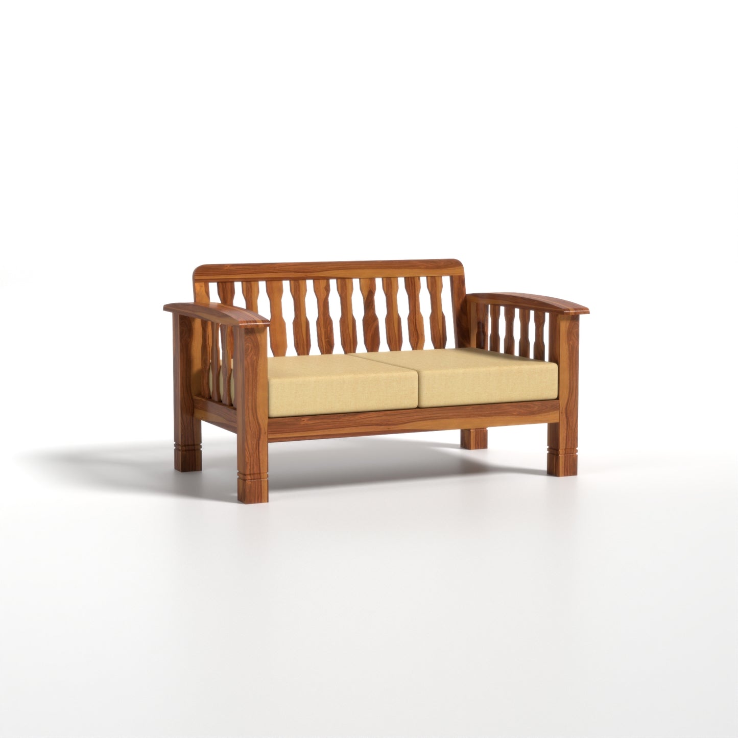 Raiden 2 Seater Solid Wood Sofa (Honey Finish)