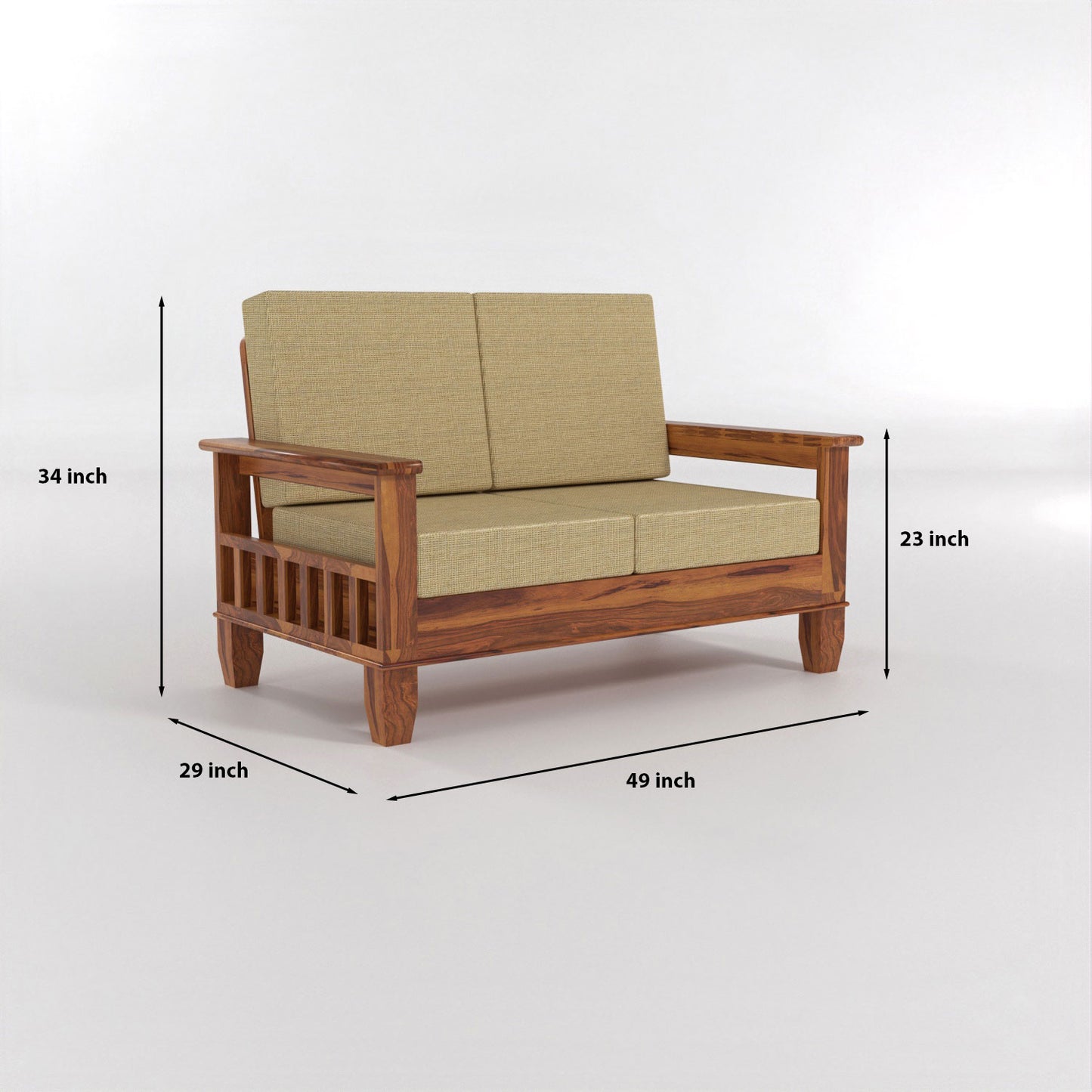 Trivralionel 6  Seater Solid Sheesham Wood Sofa Set 3+3 (Honey Finish)
