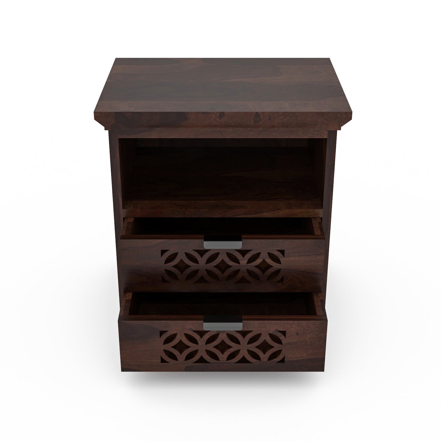 Movralionel Solid Sheesham Wood Bedside Table (Walnut Finish)